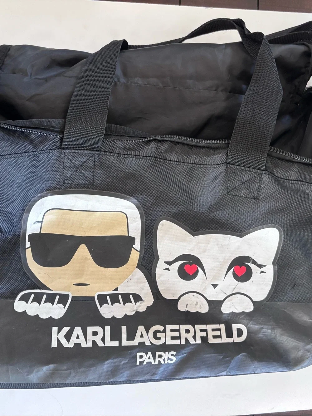 KARL LAGERFELD Duffel Bag Weekender Overnight Bag Carry On Gym Vacation Black
